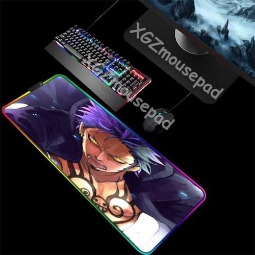 XGZ Anime One Piece Law Custom Large RGB Mouse Pad Black Lock Edge Computer Keyboard Table Mat Speed Rubber Stripe Non-slip Xxl