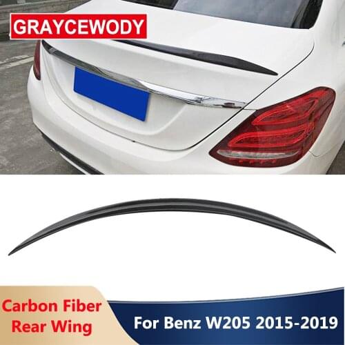 C63 Style Real Carbon Fiber Material Rear Spoiler Back Trunk Wing For BENZ C Series W205 C180L C200L Coupe Sedan C63 2015-2019