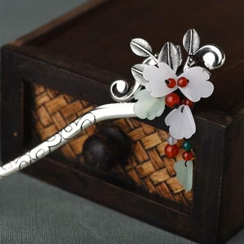 Handmade Vintage Princess Tassel Hairpin Stick Natural Stone Hair Pins For Women Banquest Flower Hair Jewelry Tiara Accessories