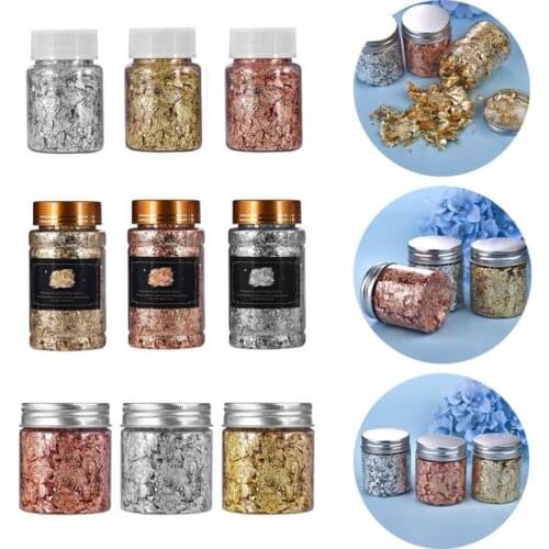 1 Bottle Gold Leaf Flakes Fillers Gold Silver Confetti Resin Filling For Jewelry Making Nail Art Materials Foil Paper 2g/3g/5g