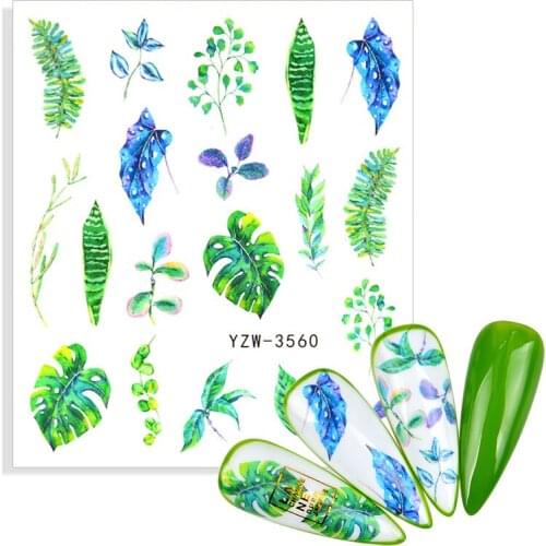1 Sheet Colorful Flower Leaf Designs 3D Nail Sticker Embossed Decal Nail Art Water Transfer Stickers DIY Nail Decorations Slider