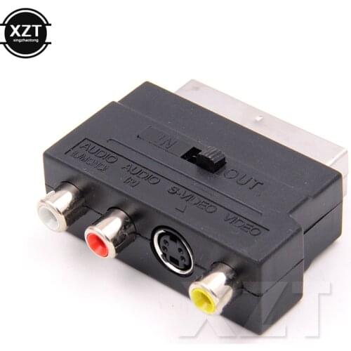 1pcs 3 RGB Scart Composite RCA SVHS S-Video AV TV Audio For Video DVD VCR Recorder mini Adapter newest high quality