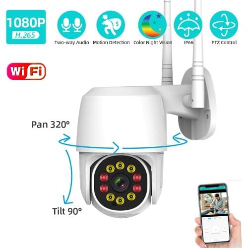 1080P Wifi Wireless IP Camera Outdoor Waterproof Auto-Tracking Two-way audio Colorful Night Vision Home Surveillance CCTV Camera