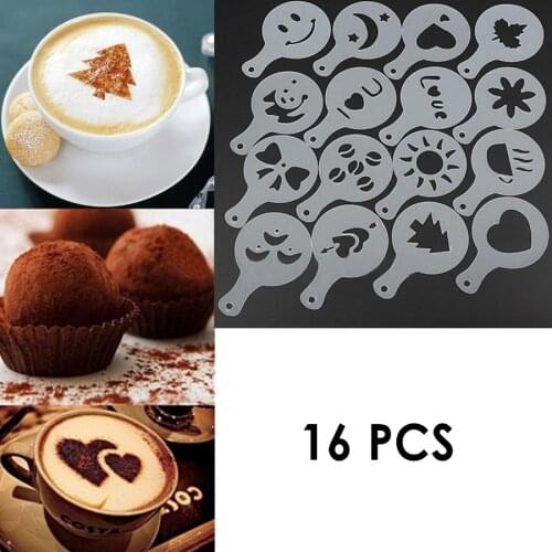 16pcs DIY Coffee Decor Tool Set Stencils Cappuccino Mold Latte Art Coffee & Tea Template Tools