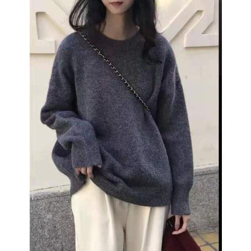 2021 Women Sweater Pullover Female Knitting Overszie Long Sleeve Loose Elegant Knitted Thick Outerwear Womens Winter Sweaters
