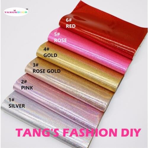 6pcs---20X22CM DIY Hair Bow Material High Quality Candy Color Laser Dots PU Synthetic Faux Leathers