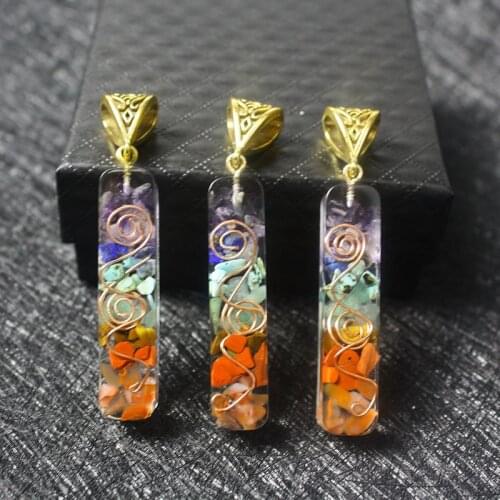 7 Chakras Crystal Stones Orgone Pendant Generator Energy Accumulator Orgonite Hex Chakra Pendant Necklace Unisex