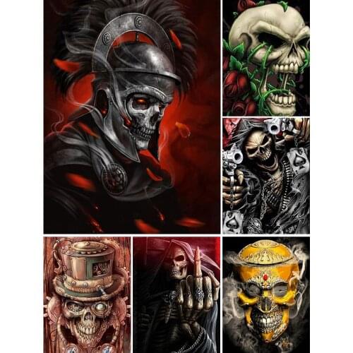 Full Square Drill 5D DIY Diamond Painting Skull Admiral Cross Stitch Embroidery Diamond Mosaic Rhinestone Halloween Decor Gift