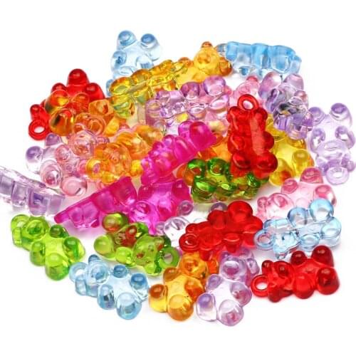 30pcs Colorful Mixed Cute Bear Shape Acrylic Beads 21x12mm Spacer Beads For Jewelry Making DIY Charm Jewelry Accessories