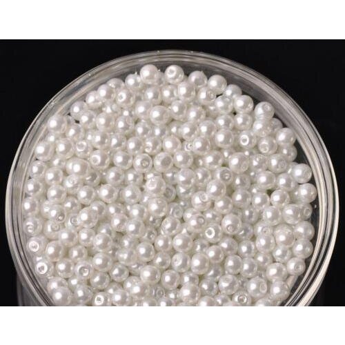 New 100pcs 4mm Round Glass Pearl Loose Spacer Beads Jewelry Making Pure White