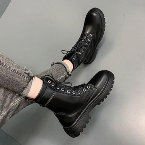 Spring And Autumn Fashion Casual Flat Solid Color Cross Straps Korean Style Temperament Short Tube Ladies Martin Boots