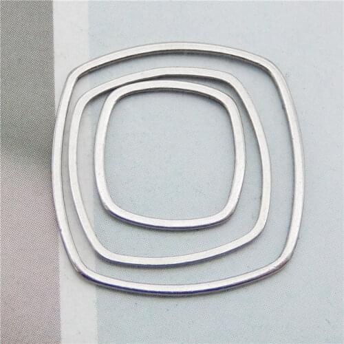 Julie Wang 12PCS Hollow Arc Square Charms Stainless Steel Gold Silver Color Geometric Pendants Bracelet Jewelry Making Accessory