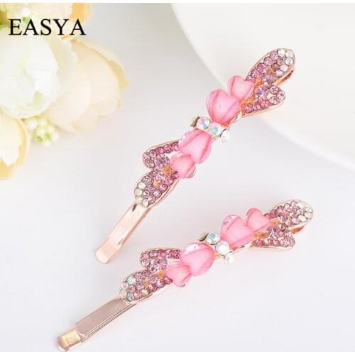 EASYA New Arrival Elegant Crystal Rhinestone Bowknot Hairpin Hearwear Ornaments For Fashion Women Girls