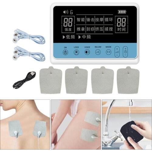 15 Levels Tens Unit Rechargeable Electronic Pulse Massager Neck Leg Muscle Pain Therapy w/4 Electrode Pads