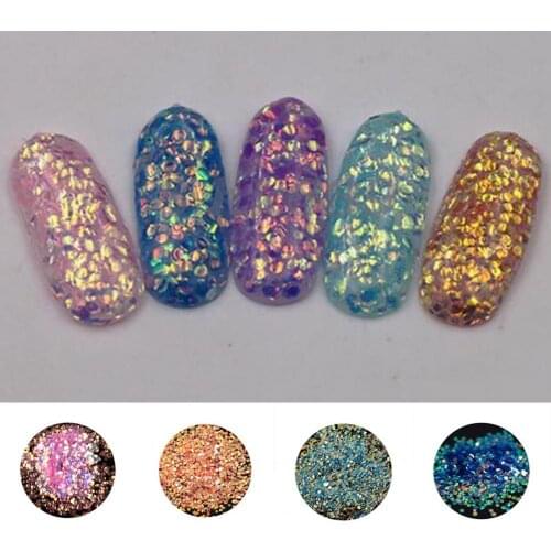 Holographic Nail Fadeless Harmless Shiny Nail Decals Sequin for Birthday