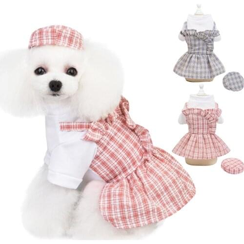 Pets Cotton Clothes Summer Lovely Pet Dog Dress Tutu Pet Puppy Small Dogs Lace Dress Skirt Clothes Pink/Gray Plaid Apparel D30