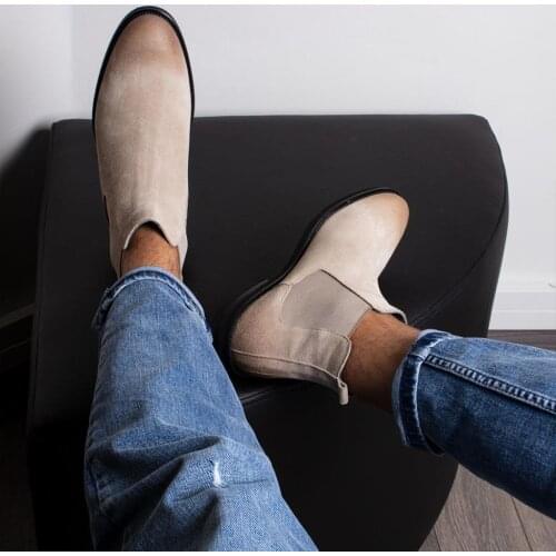 IBAY GUSTAVO Pánské béžové pravé semišové kožené ležérní boty