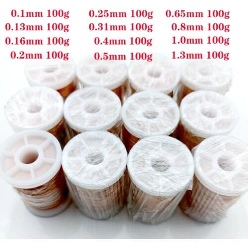 0.1mm 0.2mm 0.4mm 0.5mm 1mm 1.3mm copper wire Magnet Wire Enameled Copper Winding wire Coil Copper Wire Winding wire Weight 100g