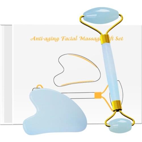 Opal Massage Roller Gua Sha Scraper Set Jade Gouache Stone Face Lifting Massager For Facial Guasha Anti Wrinkle Skin Care