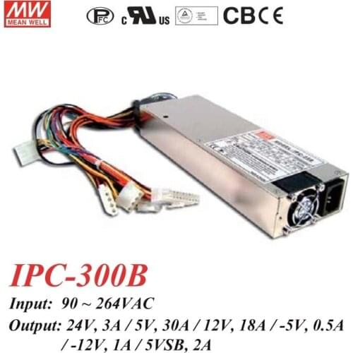 MEAN WELL IPC-300A IPC-300B 5V 12V 300W Original 1U 2U rack systerm ATX PC Power Industrial PC Switching Power Supply