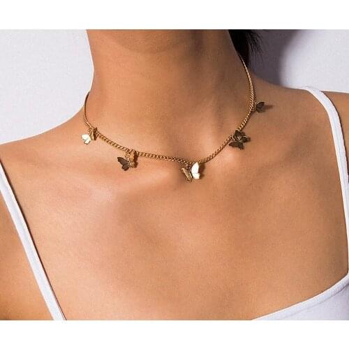 Trendy Multilayered Butterfly Pearl Necklace For Women Fashion Sun Star Gold Pearl Choker Necklaces 2021 Fashion Jewelry Girl