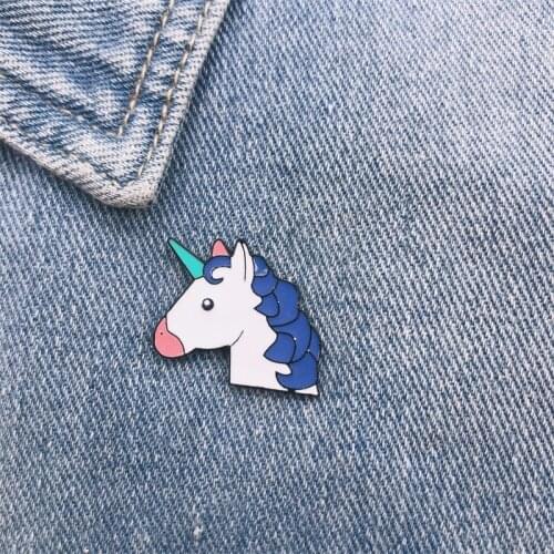 Cartoon cute animal color horse horn enamel brooch pin custom alloy badge cowboy clothes bag accessories sweet jewelry gift
