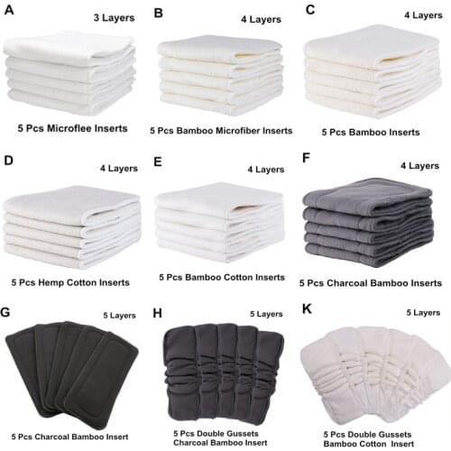 [Mumsbest] 4-layer Breathable Bamboo charcoal Insert Absorbent Nappy Liners Reusable Black Thick Insert for Cloth Diaper