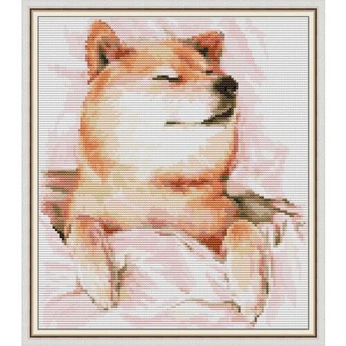 Cute puppy cross stitch kit cartoon Shiba Inu cross stitch group 11ct 14CT count canvas embroidery DIY handmade needlework set