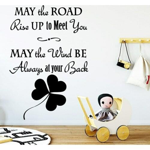 May Baby Quote Wall Sticker Self Adhesive Wallpaper Children Room Kids Bedroom Home Decor Vinyl Window Sticker Clover Mural M575