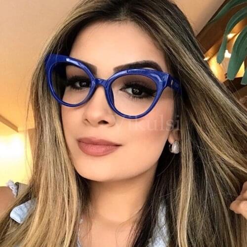 2018 Vintage Cat Eye Clear Glasses Women Fashion Transparent lens Glasses Decorative Optical Glasses Frame Luxury Plain Glasses