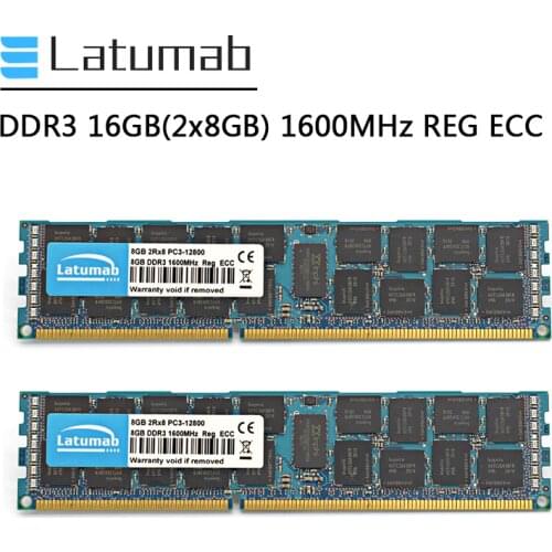 Latumab Memoria RAM DDR3 16G (2x8GB) 1600MHz Server Memory PC3-12800 240 Pins REG ECC DDR3 RAM Registered Memory Module