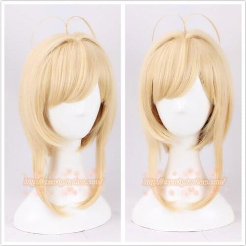 Cardcaptor Sakura Cosplay Wig Kinomoto Sakura Wigs Hair Card Captor Women Yellow Heat Resistant Synthetic Hair Wigs 40cm On Sale