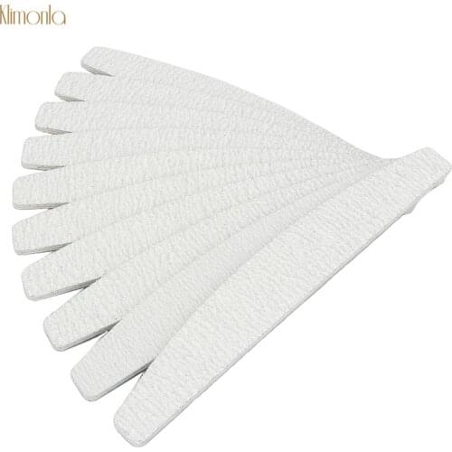20pcs Nail Art Sanding Buffer Files For Manicure Salon 100/180 Gray Boat Nail File Washable Nail Care Tools Half Moon Design
