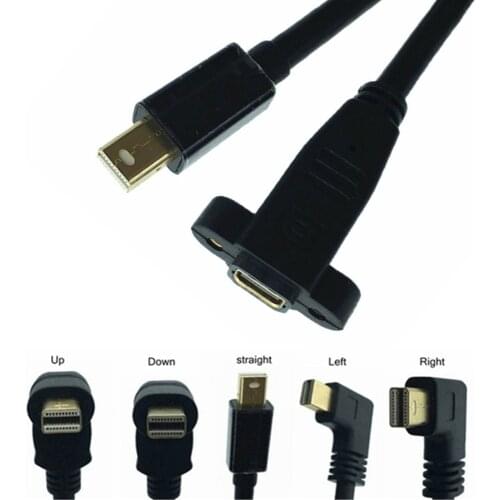 Right Angled 90 Degree Mini DisplayPort DP Male to Female with Screw Panel Mount Extension Cable for iMac & LED Cinema Display