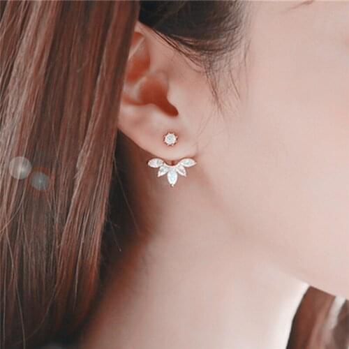 Simple 1Pc New Crystal Flower Stud Earrings For Women Girl Ear Piercing Earrings Wedding Bride Jewelry Best Gift