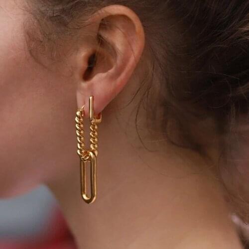 Luxury Brand Design Earrings For Women Geometric Double Oval Gold Drop Earring Jewelry Ladies High Quality Ear Jewellery Gift