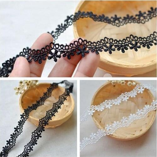 2CM Width White/Black Embroidered Lace trimming Ribbon For Wedding Dress,5yards/lot Wholesale -Wind