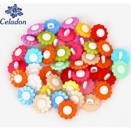 Sewing 150Pcs/lot Mixed Shank Holes Resin Flower Sewing Buttons Scrapbooking Accessories 15x8mm