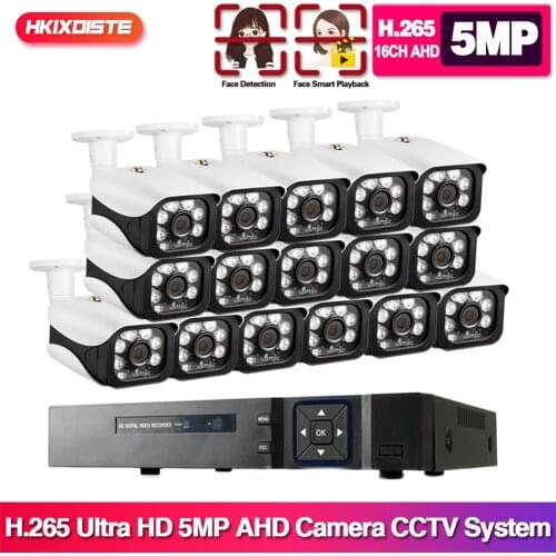 CCTV Camera Security System 16CH DVR NVR Video Surveillance System 5MP AHD Outdoor Weatherproof CCTV Camera System Night Vision