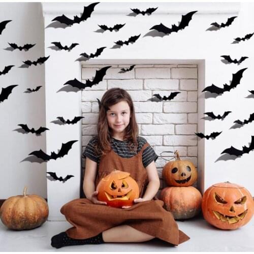Halloween Decoration 3D Black PVC Bat Halloween Party DIY Decor Wall Sticker Bar Room Halloween Party Scary Decos Props