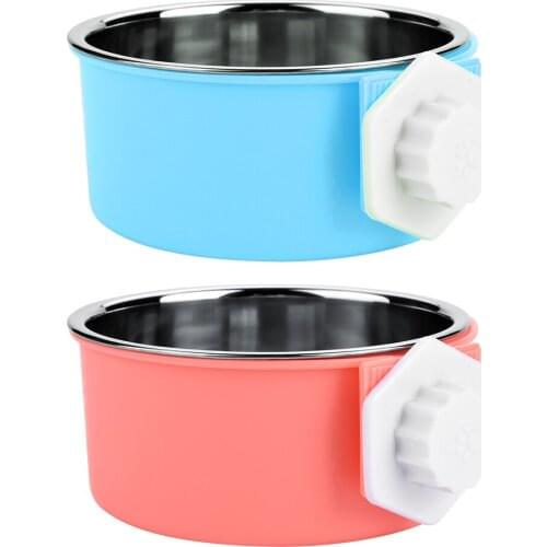 Stainless Steel Hanging Feeder Food Water Bowl For Crate Cages Coop Dog Bird Pet