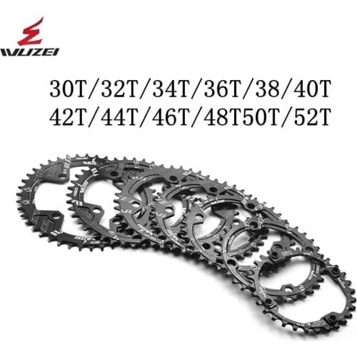 WUZEI 104BCD forma redonda platos 30T 32T 34T 36T 38, T 40T 42T 44T 46T 48T 50T 52T estrecha amplia rueda de cadena MTB biciclet