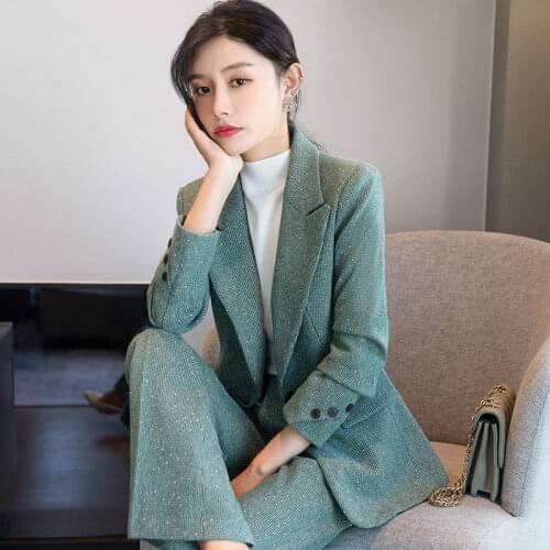 Fashion OL Styles Women Business Suits Elegant Red Ladies Office Work Wear Pantsuits Women Autumn Winter Professional Blazers
