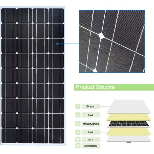 Rigid Solar Panel 100W 200W 300W 400W Monocrystalline Solar Cell for 12V/24V Solar Battery Charge for boat /car/house roof