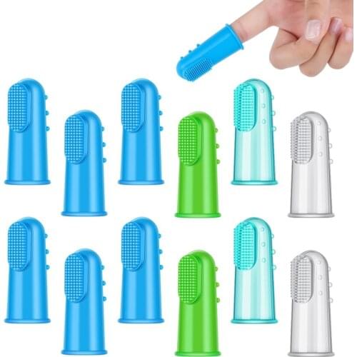 Dog Cat Toothbrush Finger Toy 6pcs Set Dental Hygiene Brushes Food Safety Soft Silicone Pet Finger Toothbrush for Puppy DogToys
