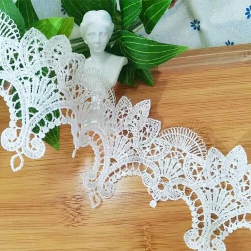 1Yards Best Seller Lace Applique Patch White Guipure 8.5cm Laces Material Embroidery Lace Ribbons And Trims Sewing Clothes PL20