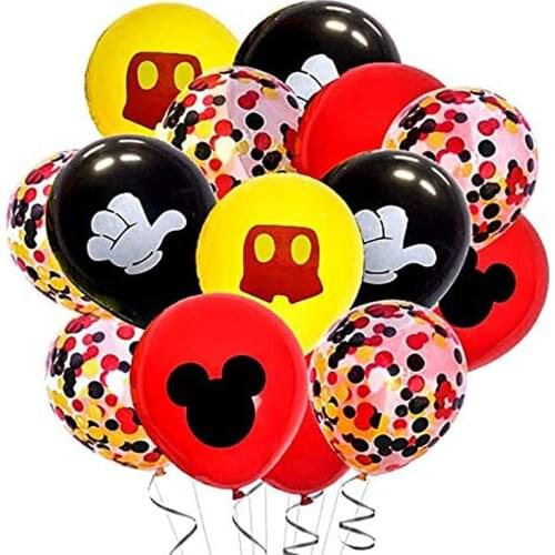 10pcs 12Inch Mickey Latex Balloons Red Black Mickey 1st birthday Color Confetti Balloons Kit For Baby shower Birthday Party