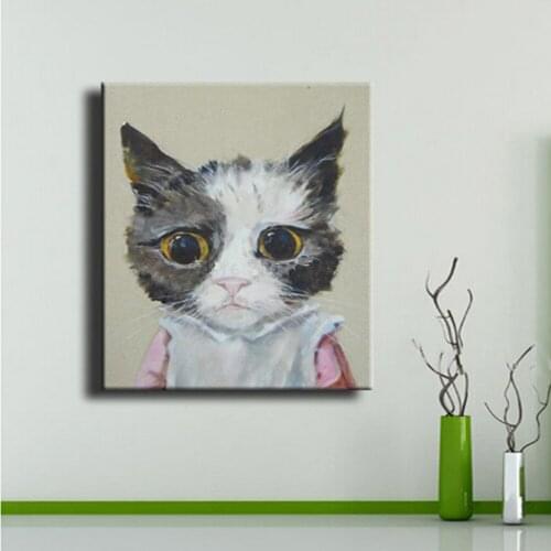 100%Handpainted Abstract Lovely Cat Oil Painting On Canvas Animal Picture Wall Art Home Decoration As Unique Gift