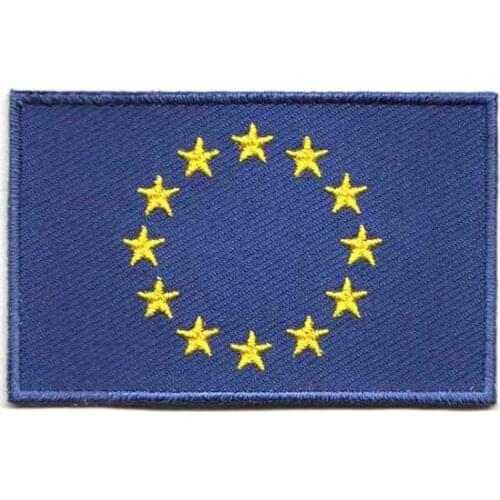 2.5" Europe Flag Embroidered Emble/Embroidery Patch merrow&flat broder Iron on backing free shipping by Post