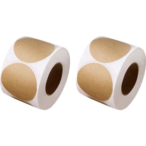 2 Rolls Kraft Paper Stickers (500 Sheets Per Roll)-Round Blank Stickers Suitable for Crafts Finishing Can Labels
